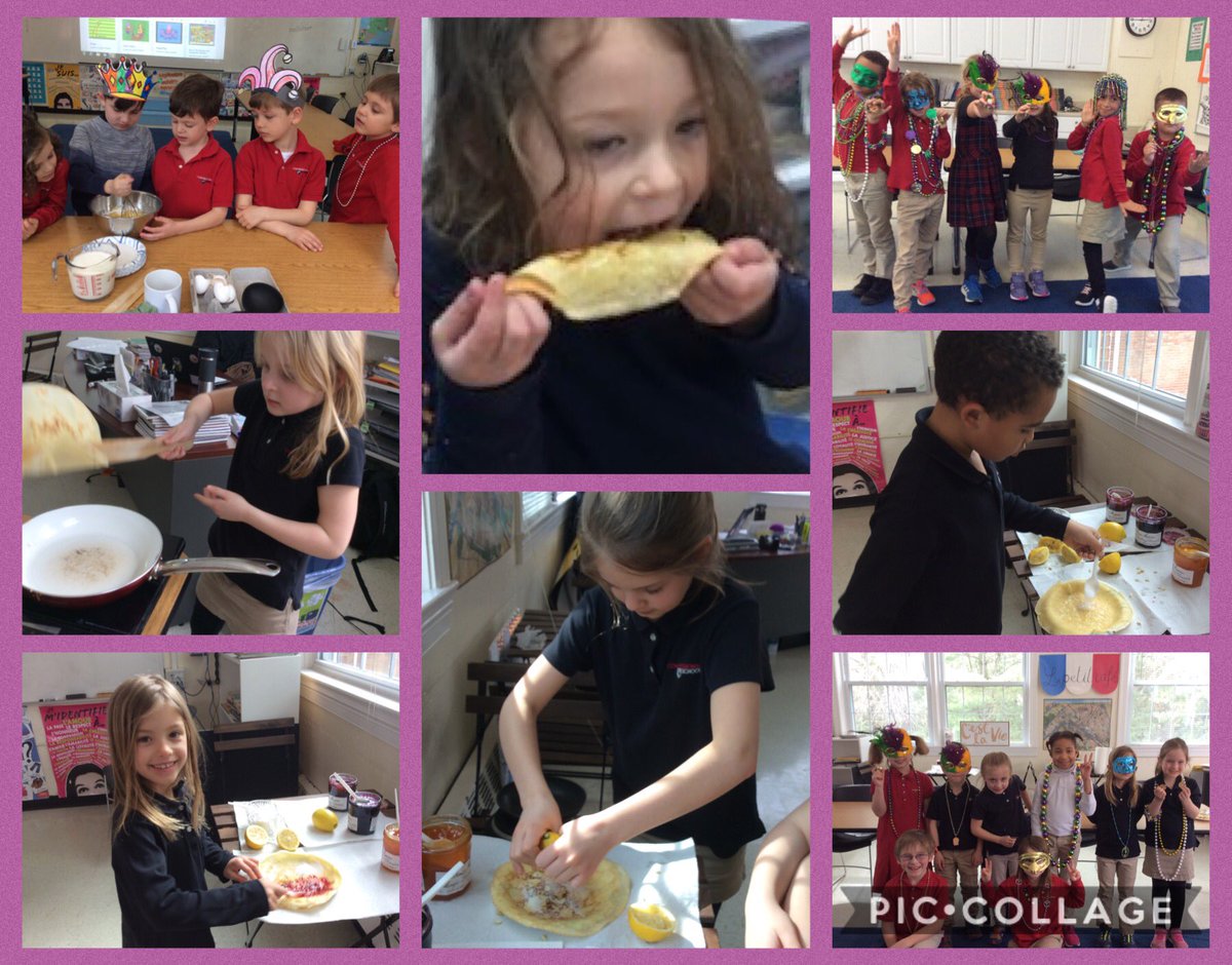 Making crêpes for Mardi Gras! Miam Miam! #CongressionalSchool #PancakeDay #langchat 
#frenchteachers  #AATFrench