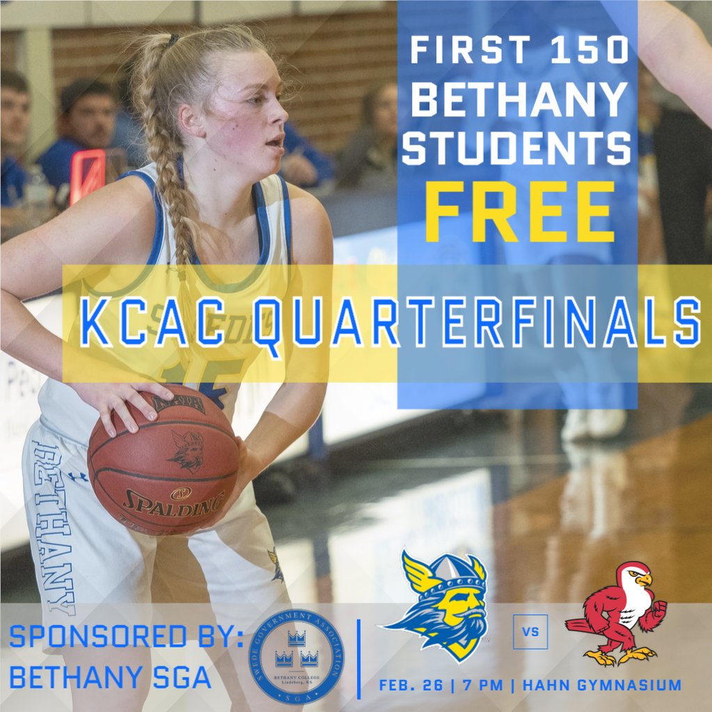 🚨Attention Swedes!🚨 <a href="/BethanySGA/">Swede Government Association</a> is sponsoring admission to the first 150 Bethany students at tomorrow's <a href="/kcacsports/">Kansas Collegiate Athletic Conference</a> quarterfinals match up. #PackTheHahn #RockarStockar