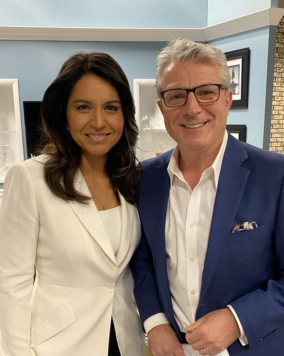 TulsiGabbard's tweet photo. Great conversation with @TomWAVYTV this afternoon on many issues, including how to better serve our veterans, troops and military families! Heading to our town hall soon — starts at 6pm at Festival on 8th &amp; Atlantic Avenue, Virginia Beach. #StandWithTulsi https://t.co/K5ZF4ZJaaj