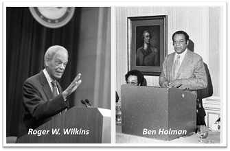 DOJ_CRS's tweet photo. As #BlackHistoryMonth continues, #DOJCRS remembers the life & legacy of former directors, Roger W. Wilkins & Ben Holman, & their contributions to the fields of conflict resolution & #civilrights which left lasting impressions in communities across the country. https://t.co/Al7AAPoqAD