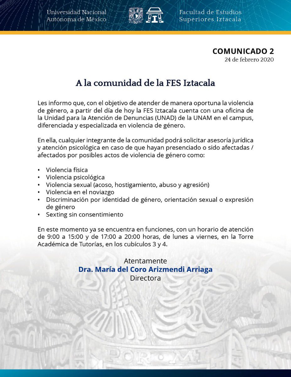 FESIposgradoSE's tweet photo. #Comunicado #FESI #UNAM https://t.co/9DiT2XNsqd