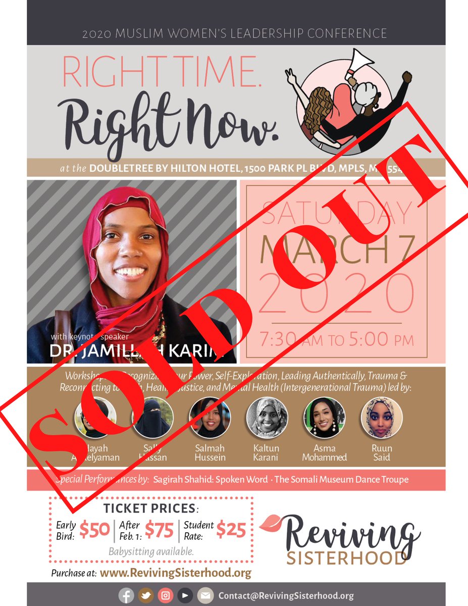 RISEsisterhood's tweet image. We have officially reached capacity for the 2020 Annual Muslim Women's Leadership Conference and are SOLD OUT! #RightTimeRightNow