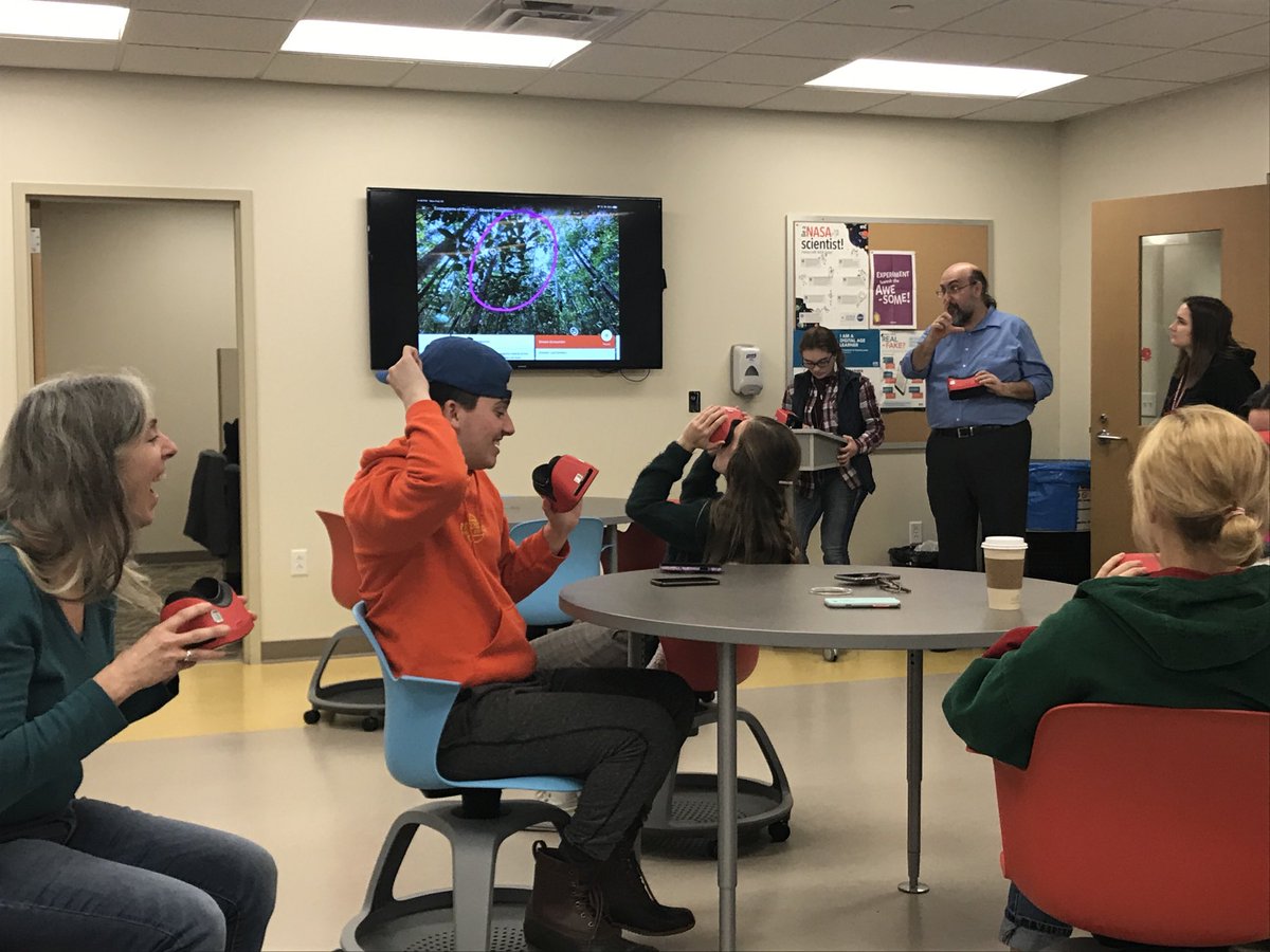 asknquestions's tweet photo. Dr. Tom McConnell and students visiting the NESTT Learning Labs to learn about Orangutan habitat using Google Expeditions for the book they are creating. https://t.co/s4FM8hj04A