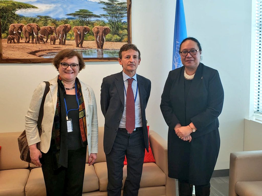 UNOHRLLS's tweet photo. High Rep. @fekita_u welcomed Pier Francesco Zazo and Marilina Armellin, Special Envoys for Pacific Small Island Developing States and Caribbean Countries of #Italy's Ministry of Foreign Affairs. Italy is an important partner for #SIDS incl. National Focal Points #PartnerSIDS. https://t.co/eSW5lwDrJY