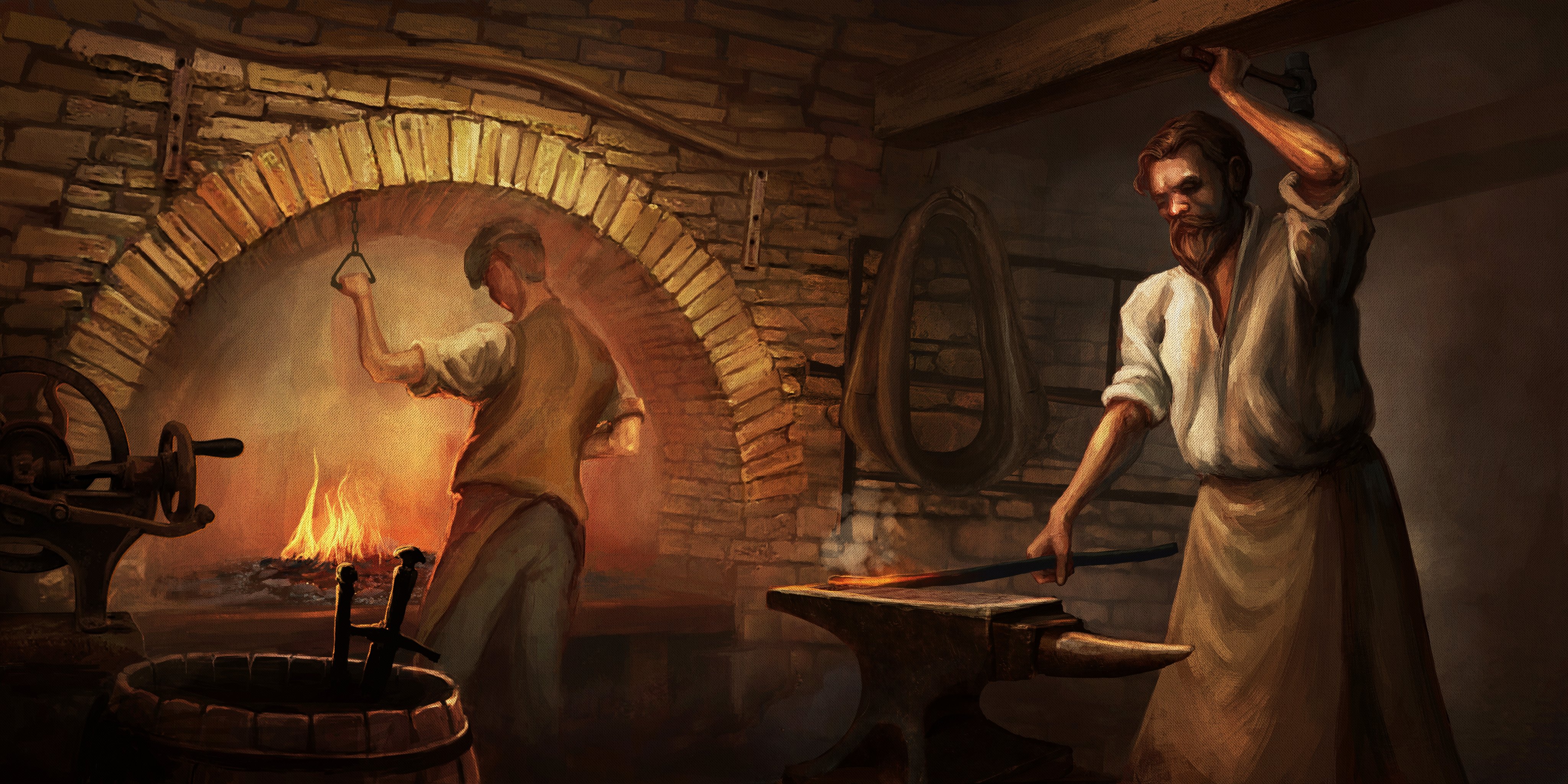 medieval blacksmith painting