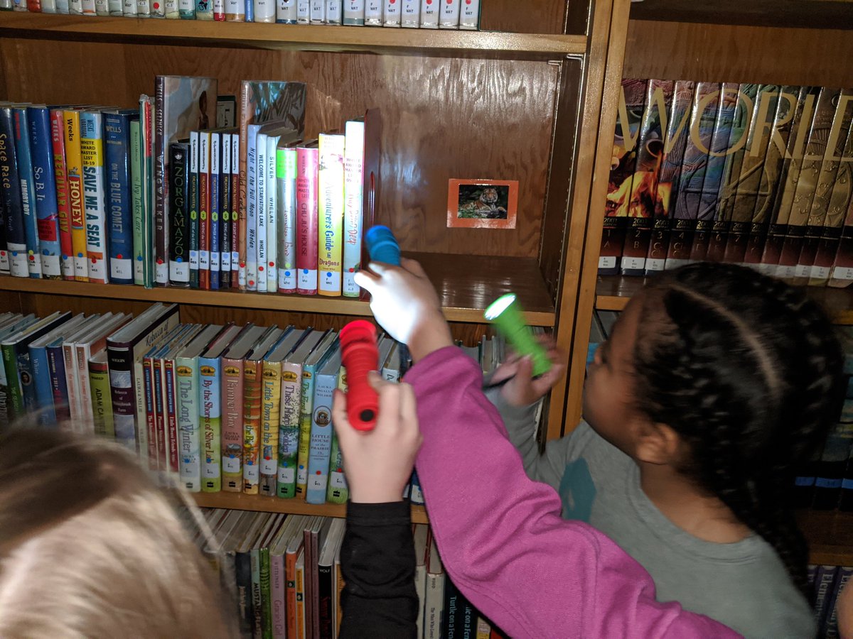 62Gies's tweet photo. Kindergarten students went on a search for nocturnal animals using flashlights after reading NIGHT ANIMALS in library today.
#libraryisfun
#lovemyjob
#why305
@CoronadoCubs https://t.co/SCyIVsasxO