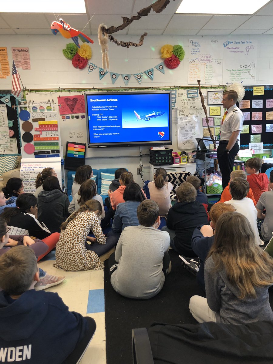 MrsHornB's tweet photo. We loved hearing from Rivers Plowden today as he taught us about courage and hard work through his Adopt-A-Pilot curriculum. @SouthwestAir #adoptapilot @pvespride #pvespride https://t.co/7zigw6L4yF