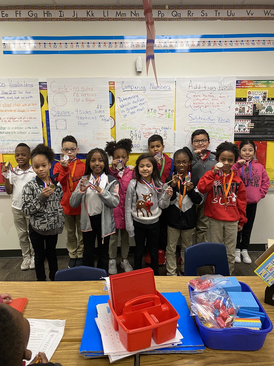 kinthomas2's tweet photo. Congratulations to the 2nd Grade math scholars who medaled on their Unit 4 Math Test!!  We’re so proud of you!! #HPE #destinationrestoration #hphigh5@ChisdHighpointe @WhittShay https://t.co/UCcPMbepSc