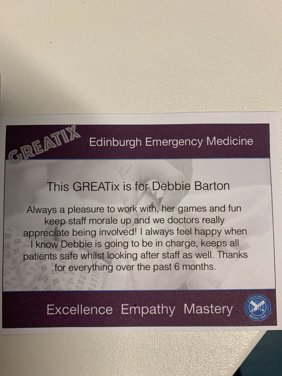 Deborah79979242's tweet photo. Greatix was a brilliant idea introduced .....getting these before a nightshift really made me smile.....thanks team ED @EdinburghEM https://t.co/yRO6ozhYNn