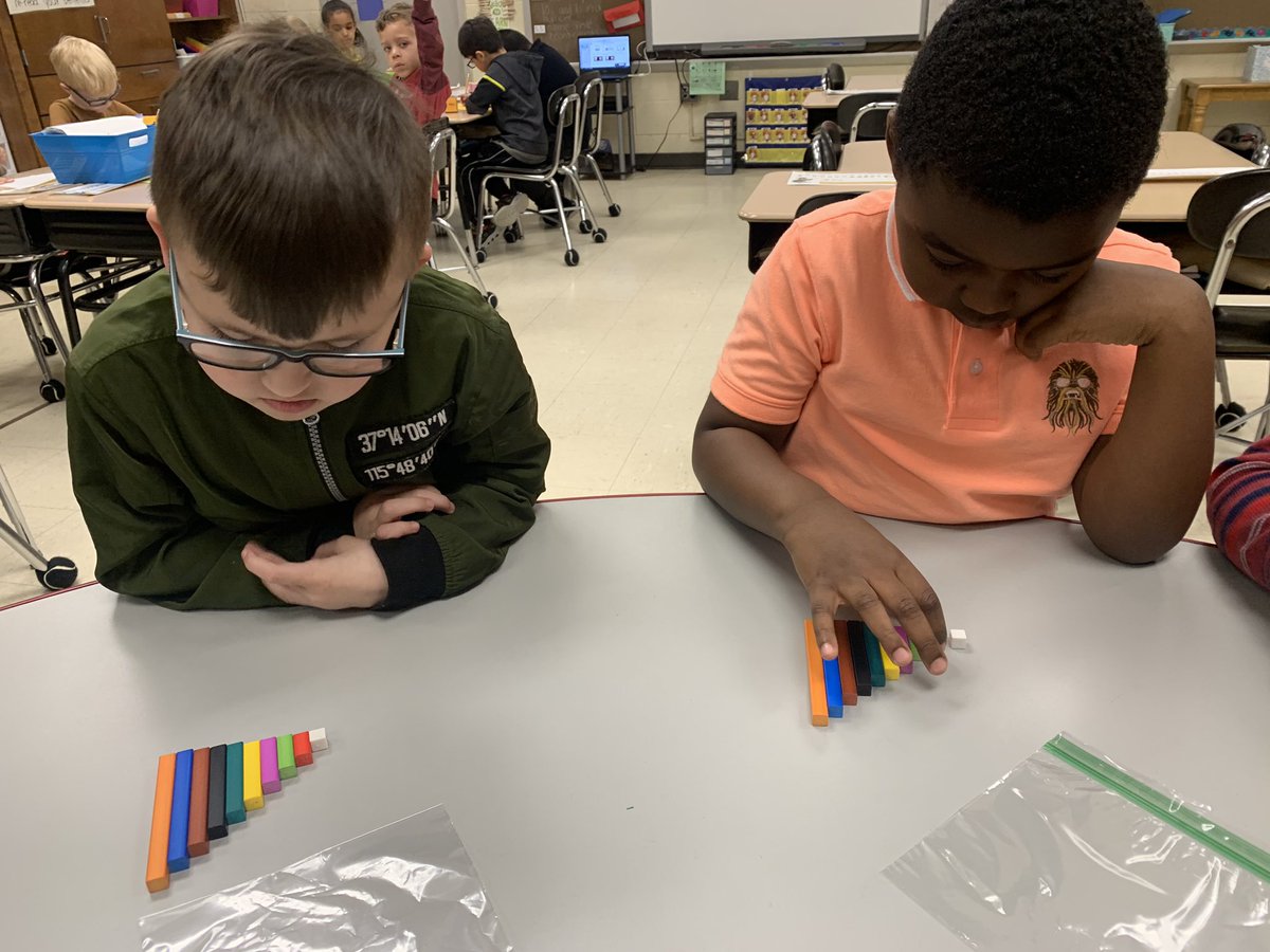 amagnolo's tweet photo. I am in LOVE with our new math manipulatives!! These blocks are great for showing missing partner problems and these kids are on a roll! Thank you @KMallon_HTSD for this great tool! #mathsmarties #firstgrade @WeAreHTSD @HTSD_Wilson https://t.co/4Rbl1XchoY