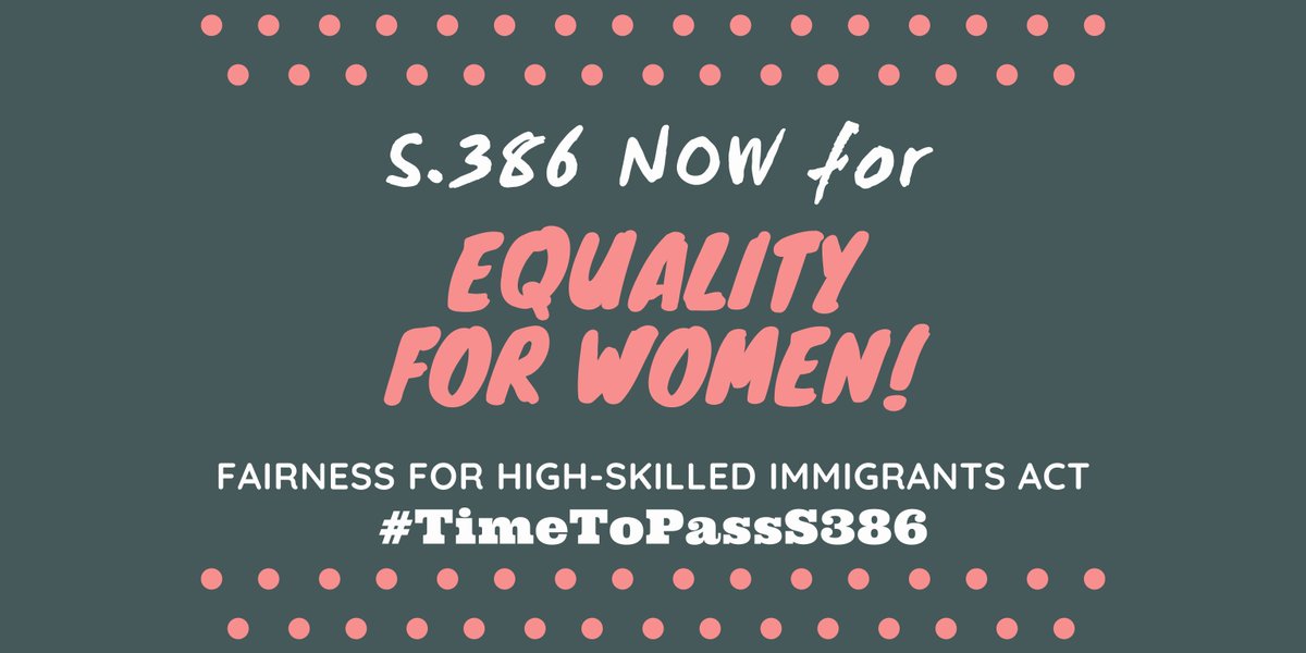 GCBCoalition's tweet photo. 🚺 #S386 NOW FOR WOMEN'S EQUALITY ❗

👍 #YesS386 #PassS386, Fairness for High-Skilled Immigrants Act ✅

@senatemajldr @SenSchumer @SenMikeLee @SenatorDurbin @SenKamalaHarris @SenateGOP @SenateDems 

👌 #S386 #HR1044 🇺🇸
⌛ #TimeToPassS386 🇺🇸
🗽 #S386IsGoodForAmerica 🇺🇸 https://t.co/v8nndLNVyI