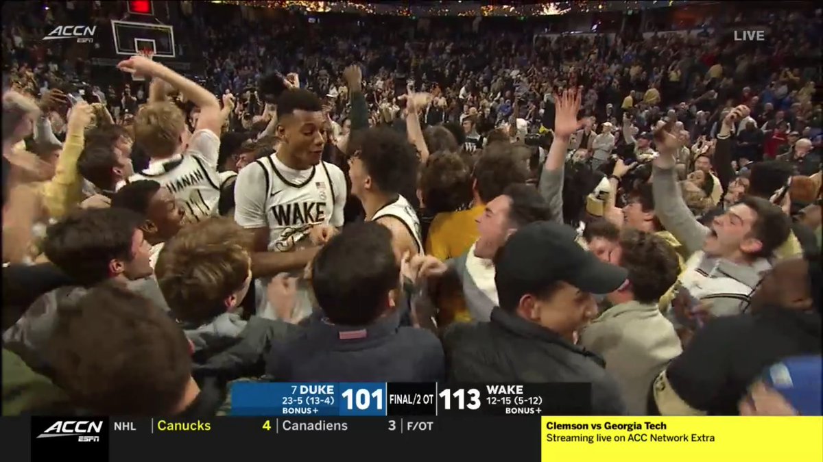 SBNation's tweet photo. WAKE FOREST BEATS DUKE IN DOUBLE OVERTIME! https://t.co/XxLa8S1LWL