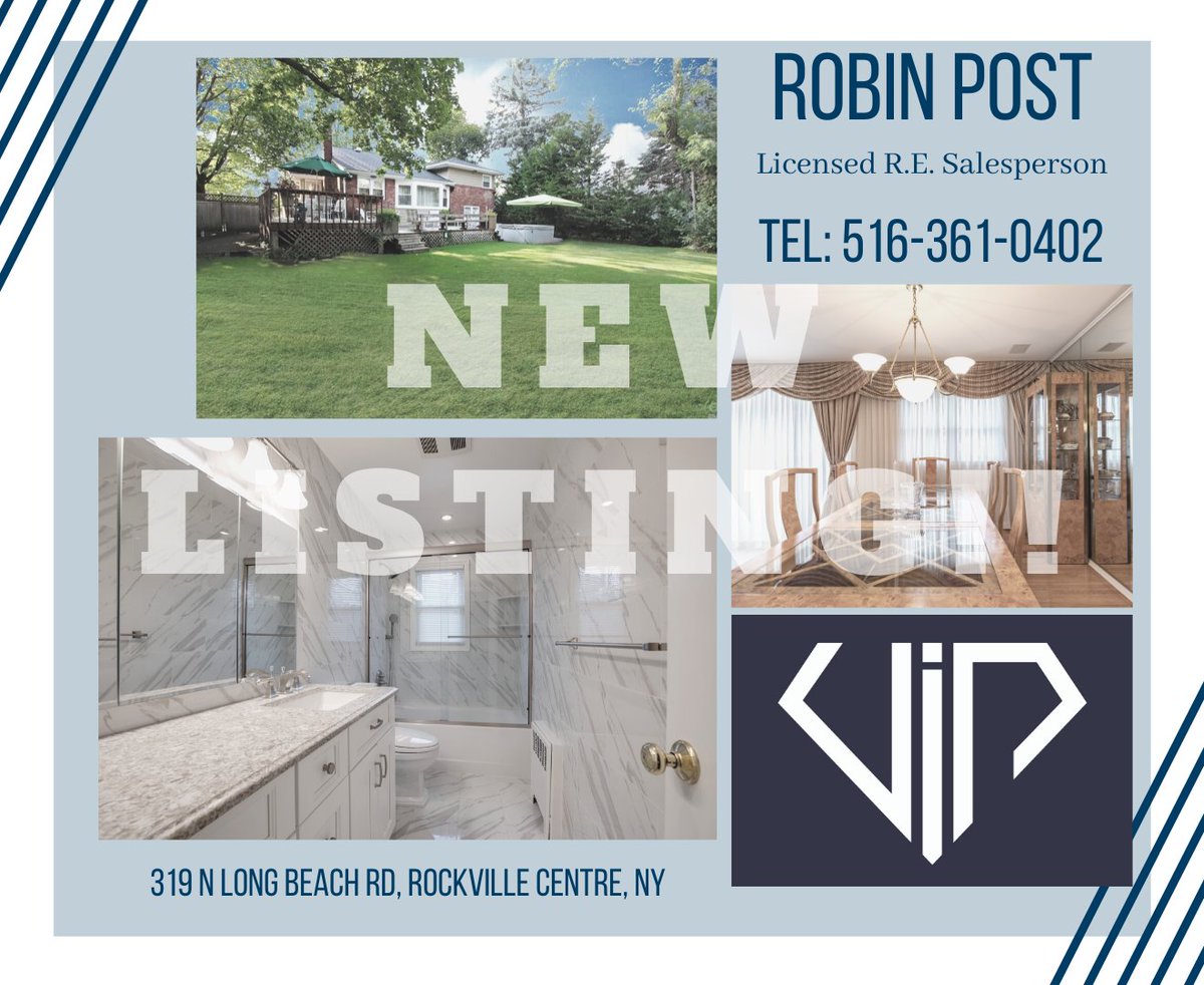 robinfpost's tweet image. New Listing in ROCKVILLE CENTRE‼
ROBIN POST,
 LICENSED REAL ESTATE SALESPERSON.
Schedule your Private Showing,  call/text Tel: 516-361-0402
📍319 N Long Beach Rd, Rockville Centre, NY
✔3 BEDROOMS
✔3 BATHROOMS
💲736,000

#JUSTLISTEDNY #HOMEFORSALE #NEWLISTING #LONGISLAND