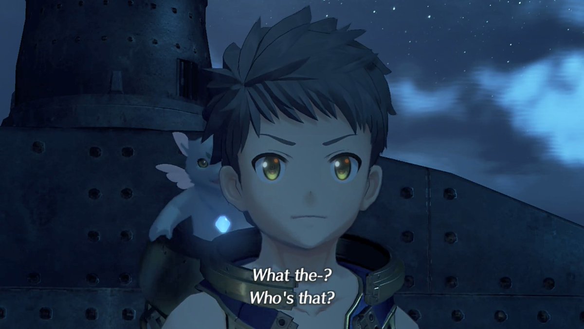 Another weird translation moment! In Japanese Rex goes "They're not a member of Torna!/Ira" since its Lila in a hood but they just translate it as "What the-? Who's that?" Seems kind of weird to change it especially since it just makes Rex seem less observant..  #Xenoblade2