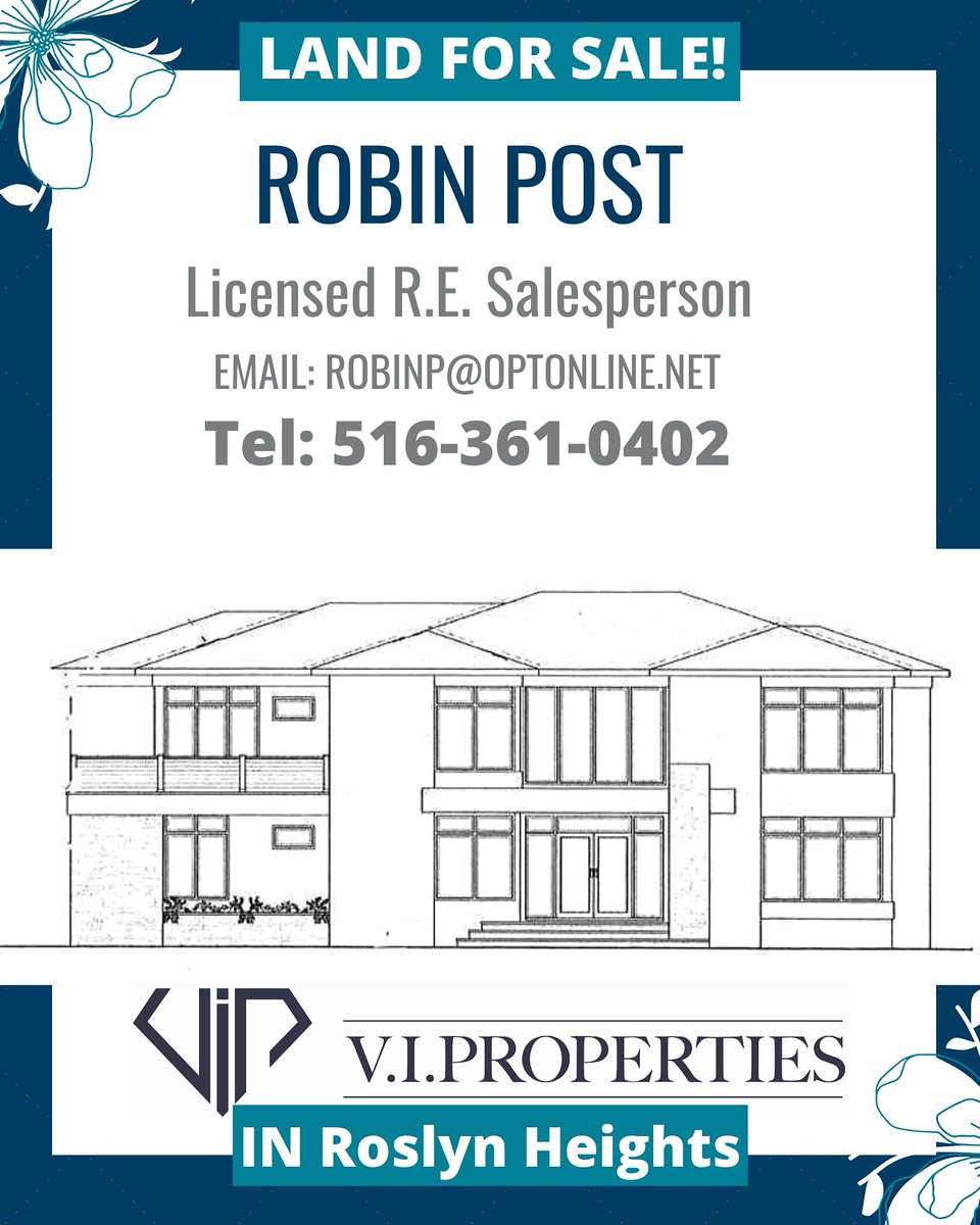 robinfpost's tweet image. LAND FOR SALE!!
''BUILD and DESIGN YOUR OWN HOME"🏡

📍47 Shepherd Ln, Roslyn Heights, NY.
CALL OR TEXT 
ROBIN POST 
516-361-0402📲
LICENSED REAL ESTATE SALESPERSON!

OR VISIT OUR WEB SITE:
robinfpost.vipropertiesny.com/featured-lis

#NEWYORKREALTOR #FEBRUARY2020 #NEWYORKCITY #LIREALTOR #MDLLI