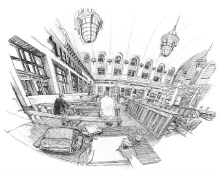 @9NewsBryan @DenversStation Hey, I'm a local artist who has drawn the interior of Union Station literally dozens of times. I often spend hours at a time there sketching, and while I usually buy a coffee or something, I don't feel welcome anymore because of this policy. 