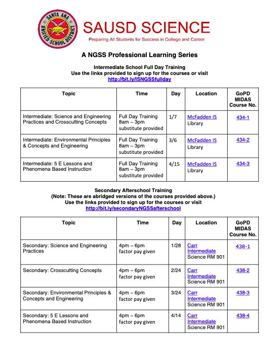 Compton1206's tweet photo. Did you know that #sausdscience is offering 17 separate #ngss PDs for our #amazingteachers #customized for each grade span thanks to @ocdestem @SausdS @SantaAnaUSD #sausdlearns #choosesausd https://t.co/XQrIDxnJmS