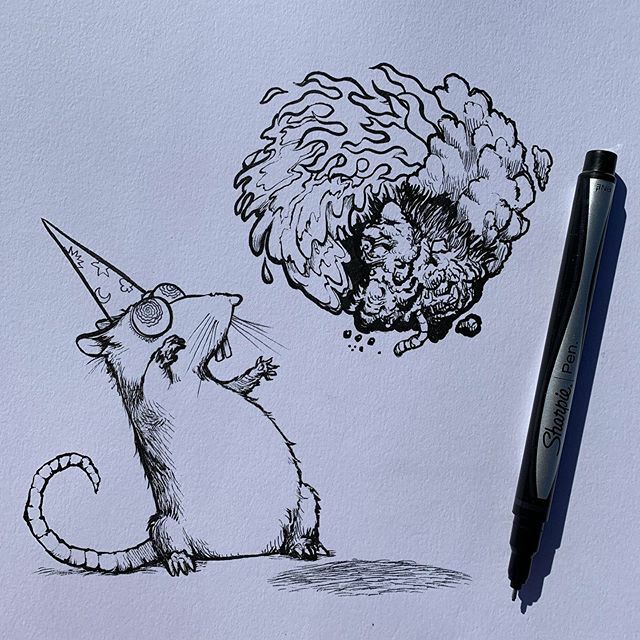 artbygarth's tweet photo. Fantasia 2020 #ratasia #primalelements #ink #art #inkpen #sketch #penandink #earthairfirewater #earthwindandfire  #rat #doodle #wizard #necromancer  #magic #art #artistsoninstagram #artistsofinstagram #crosshatching https://t.co/fV99a35Jyy https://t.co/9kDCuCMYYJ