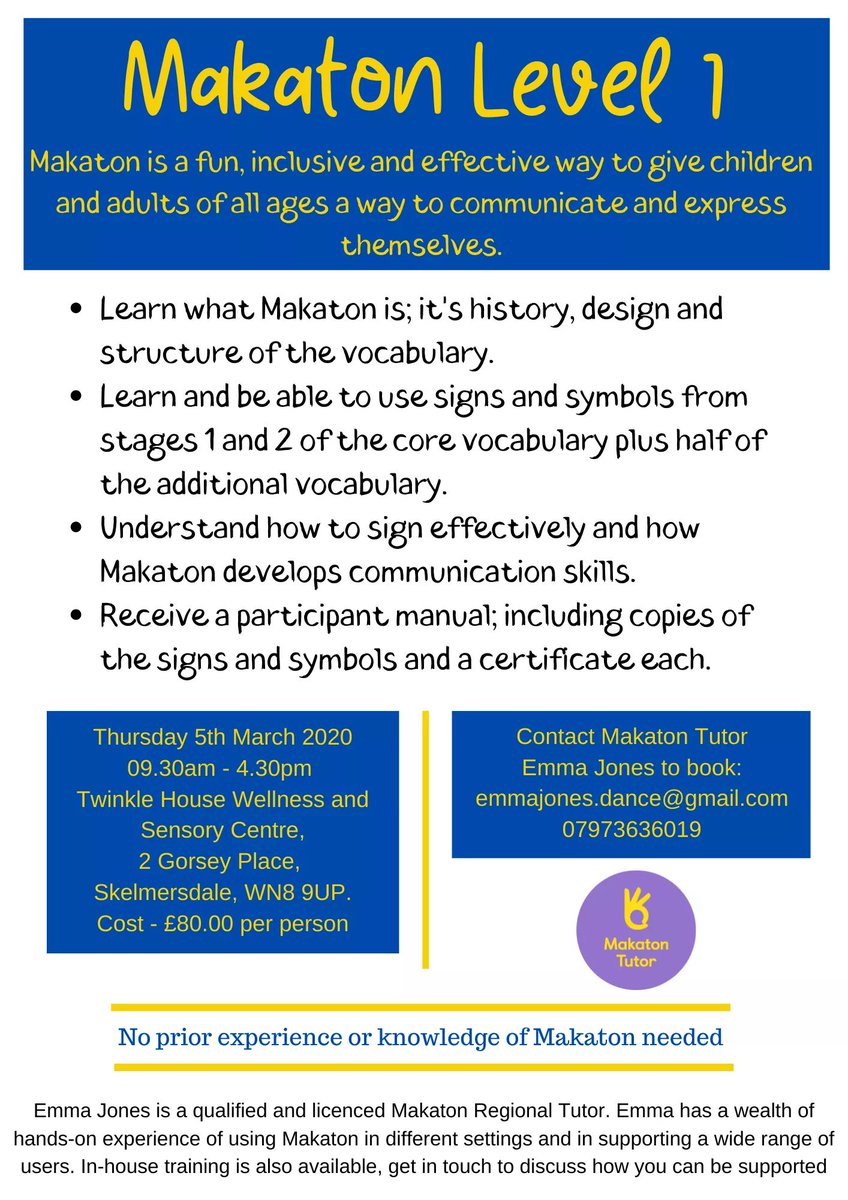 EmmaDanceJones's tweet image. Level 1 Makaton Training next week at @nw_house! You will gain a detailed intro to Makaton combining  a practical approach with theory &amp;amp; technical info. Only 2 places left: get in touch asap to book 🙂 #wetalkmakaton @MakatonCharity