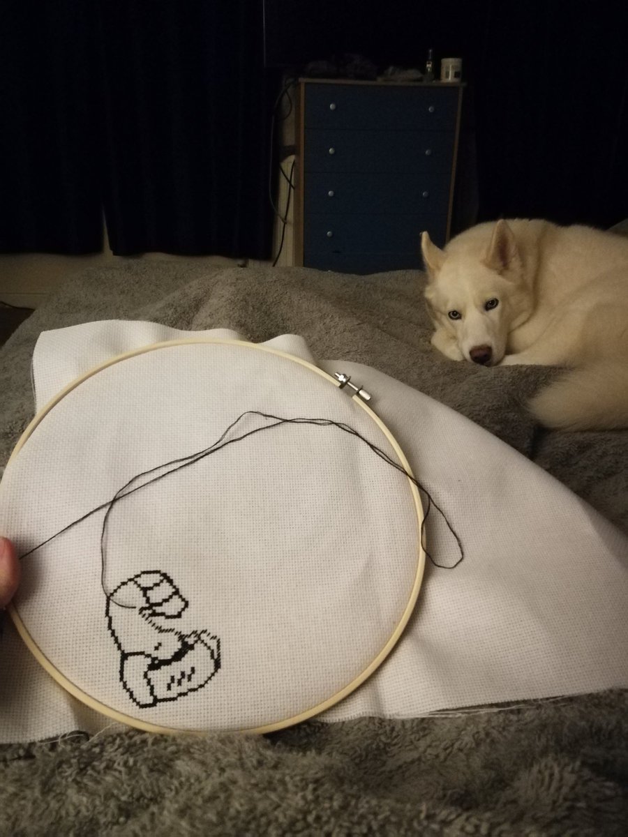 jn683's tweet photo. So cross stitching in bed is my new reading in bed apparently - I'm okay with this 👍 https://t.co/H6qe2aM2lh
