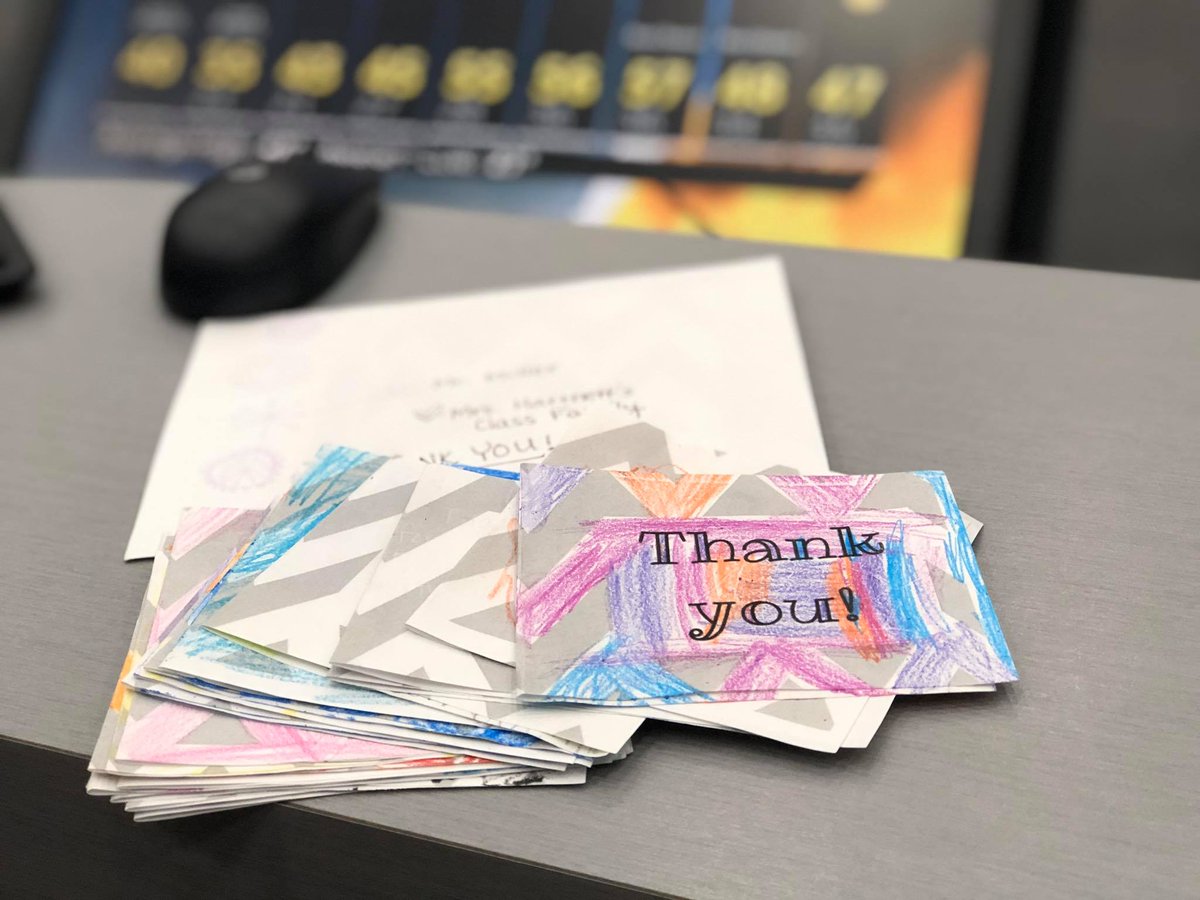 It was great getting to speak with first grade students at Norfleet Elementary today about severe weather safety. ⛈🌪
And, they gave me these great thank you cards! 😀@KMBC <a href="/RaytownSchools/">Raytown Schools</a>