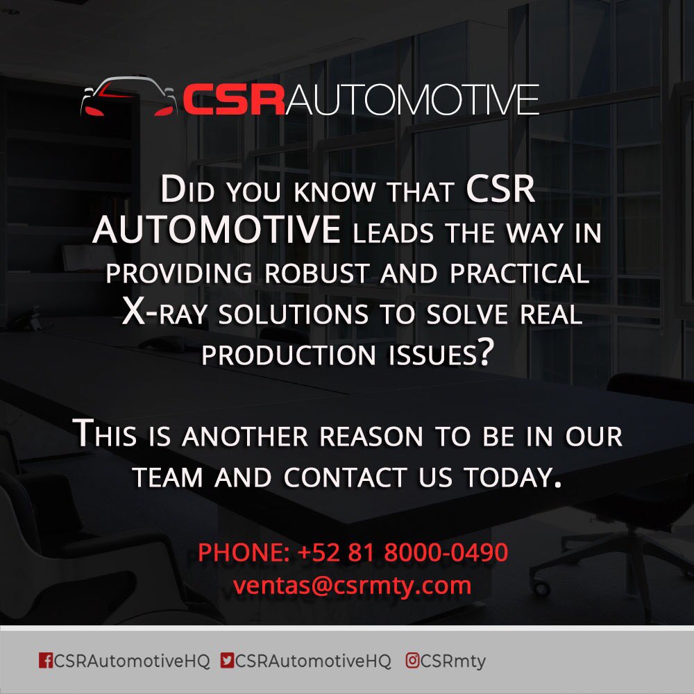 CSRAutomotiveHQ's tweet image. CSR Automotive de Mexico offers you, a perfectly trained staff as well as domestic &amp;amp; International services.

CONTACT US TODAY! 
#sortingandrework #handwork #xrayinspection #quality #csrmty #csrautomotive #managedinventory #directbillingprogram