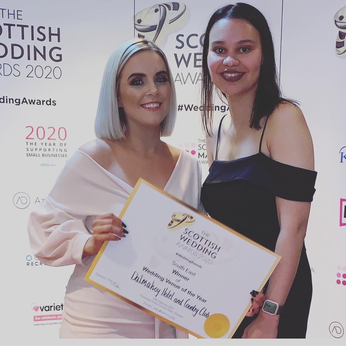 Delighted to announce that we won ‘Wedding Venue of the Year’ for our region, South East, at The Scottish Wedding Awards tonight in Glasgow.

Well done to the whole Dalmahoy wedding team. Here’s a snap of our amazing wedding coordinators accepting their prize!
#dalmahoy #weddings