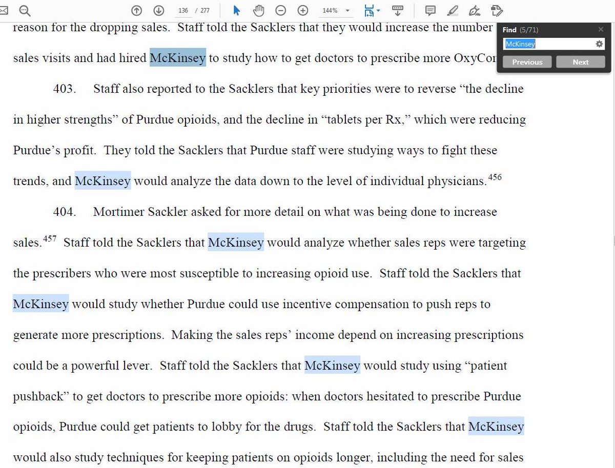 19) McKinsey Poppy Pete71 mentionsThe firm is blamed for fueling the nation’s opioid addiction crisis in a lawsuit by the state of Massachusetts filed in January against OxyContin maker Purdue Pharma, which hired McKinsey to help boost sales https://assets.documentcloud.org/documents/5715954/Massachusetts-AGO-Amended-Complaint-2019-01-31.pdf