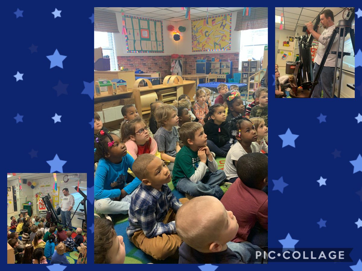 1Ms_Sandwich's tweet photo. We had a very special visitor to help us wrap up our unit on space! Thank you Mr. Crawford for sharing all your knowledge and bringing your super cool telescope! The kids had a blast! @WatwoodElem #WinningAtWatwood #prekrocks @AL_DECE @TCBOE https://t.co/vLYDwBhY1b