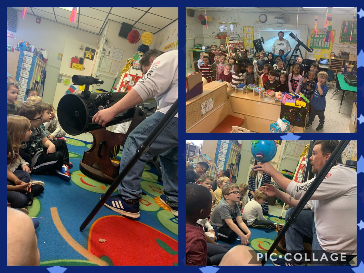 1Ms_Sandwich's tweet photo. We had a very special visitor to help us wrap up our unit on space! Thank you Mr. Crawford for sharing all your knowledge and bringing your super cool telescope! The kids had a blast! @WatwoodElem #WinningAtWatwood #prekrocks @AL_DECE @TCBOE https://t.co/vLYDwBhY1b