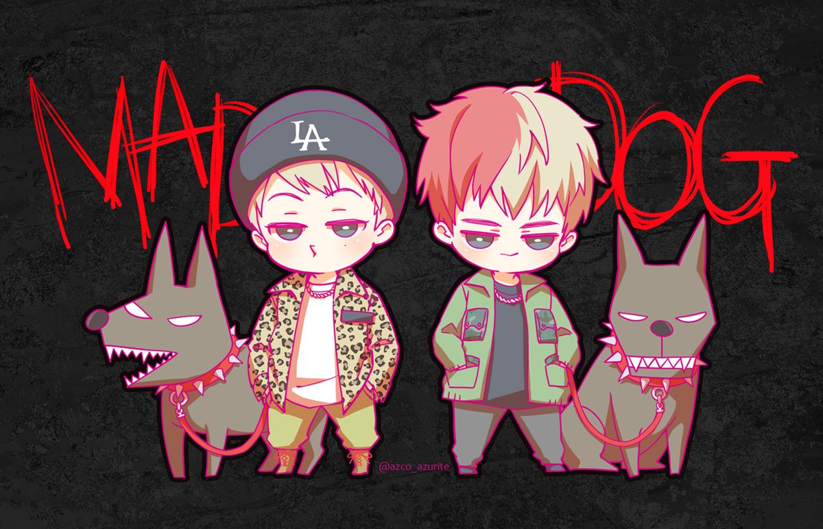 multiple boys 2boys blonde hair chibi male focus dog hands in pockets  illustration images