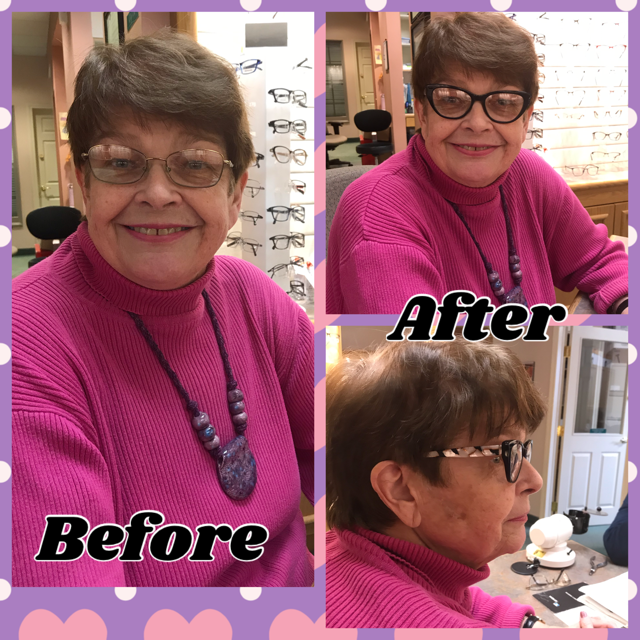 LifetimeStMarys's tweet photo. Marg really wanted a change from her older frames. I think we succeeded!  Her new glasses are fabulous, don't you agree?!  Who doesn't love a great before and after photo?🙌    #wehavefashionframes  #beforeandafter #changeyourlook #wecanhelp https://t.co/SprcxSOyGZ