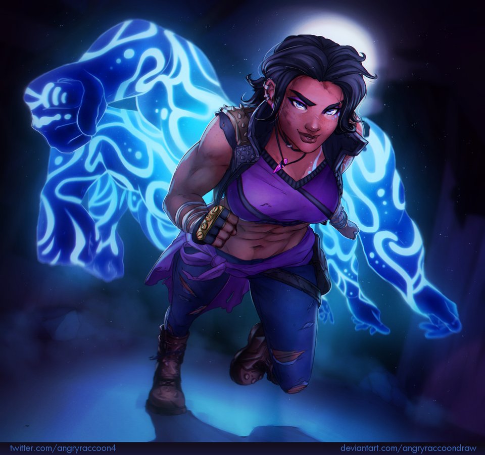 "I'll introduce them to my fists." Incredible Amara fan art by Ukranian artist @AngryRaccoon4! #Borderlands3
