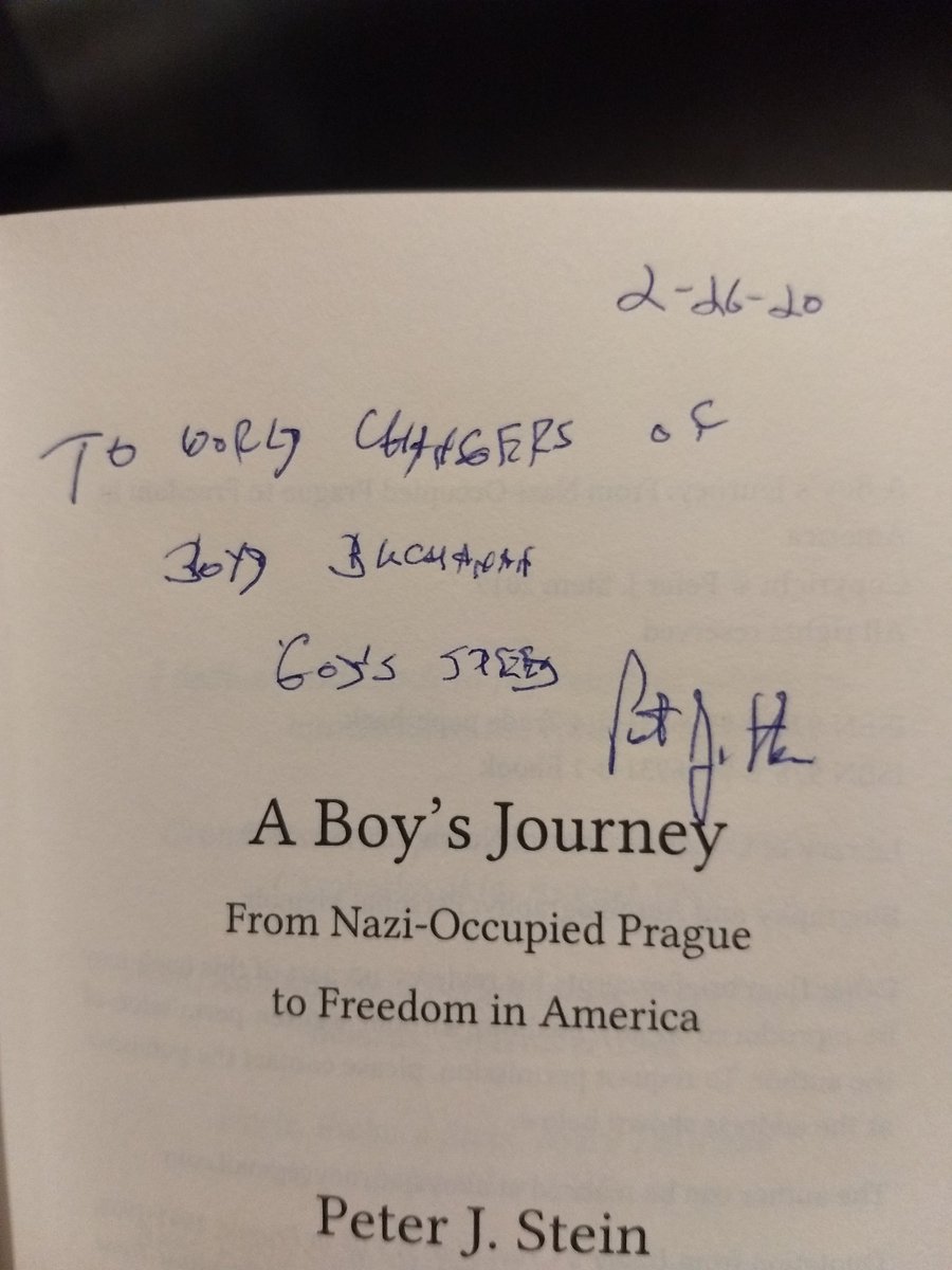 BBSMiddleSchool's tweet image. Wow! It was an incredible experience to hear Holocaust survivor Peter Stein speak to our students about his life. He even signed a copy of his book for us and dedicated it to the "world changers of Boyd Buchanan School." So inspirational!