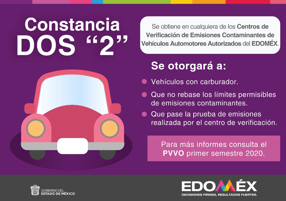DGPCCA_Edomex's tweet photo. #SabíasQue: Para obtener el holograma tipo DOS "2" en el #Edoméx, los vehículos candidatos tienen que aprobar una prueba de emisiones realizada en los Centro de Verificación de Emisiones Contaminantes de Vehículos Automotores Autorizado #CVECA. https://t.co/jimS2gcg10