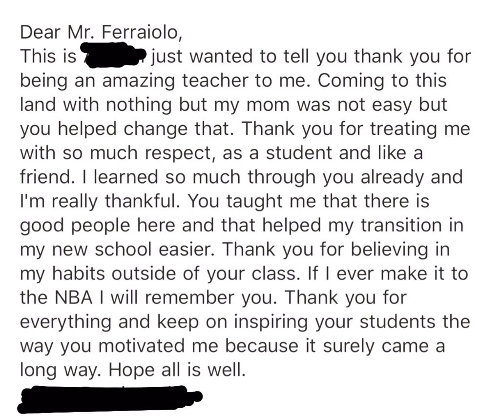MrFerraiolo's tweet photo. This is why I #teach https://t.co/0p1bMK7Yto