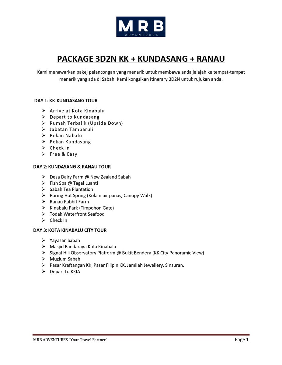 mrbadventures's tweet photo. @KKCity @SABAHtwt @SabahInfo @pmbrutiketmurah @KundasangKini 🎉PAKEJ 3D2N/4D3N KE KK-KUNDASANG-RANAU🎉 Musim Cuti Sekolah hampir tiba? Jom makan angin ✈ke Negeri di Bawah Bayu🌬 dengan @mrbadventures !!! 
"Your Travel Partner" 
 #MrbAdventures #KKCarRental #KKCity #Sabah #KotaKinabalu #TravelJimat #Kundasang #TipsTravel #SabahTourism https://t.co/4kARGgUyCX