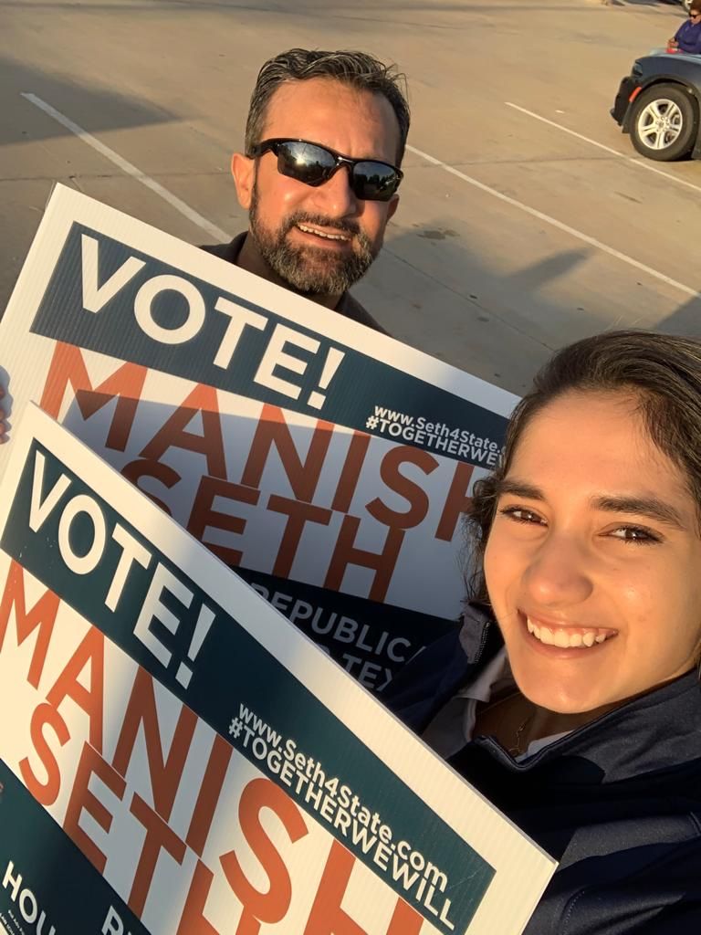 seth4state's tweet photo. My dad is still having a blast at polling locations in Missouri City &amp; my youngest daughter joined me today in Quail Valley. If you see any of us at your polling location, pls stop &amp; say hi! #TogetherWeWill #KeepTexasRed #EarlyVoting #GOTV #MissouriCity #QuailValley #TXLege #HD27 https://t.co/VBMNhw0Qxz