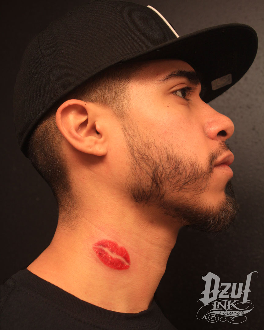 gorgeous soulja boy lips kiss tattoo on neck 1098 a photo on Flickriver