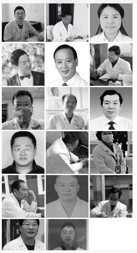 We’re now hearing that at least 18 medical staff have died from the #coronavirus in #China. Here are their faces c/o a report in Chinese health media... #covid19