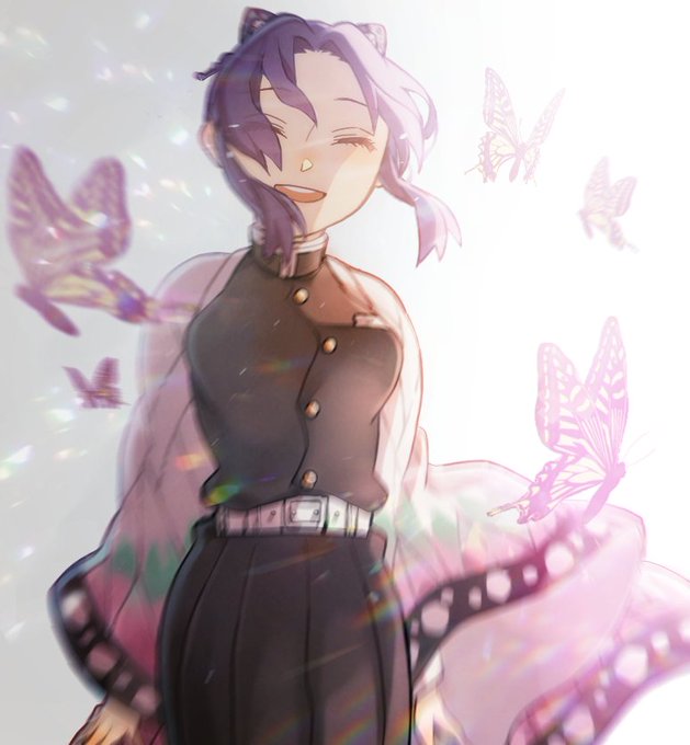 牛乳ぱんさんがTwitterに投稿した胡蝶しのぶ(鬼滅の刃)のイラスト。