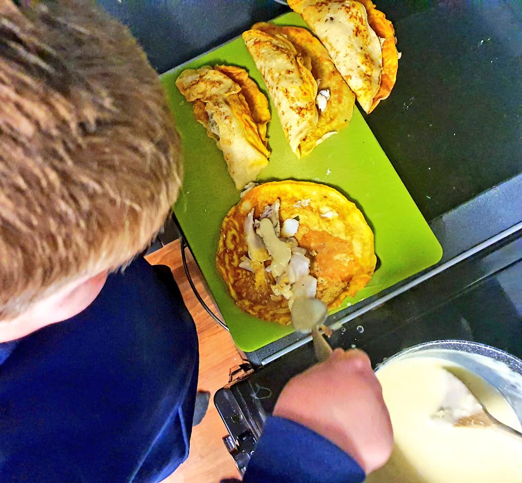 Kyle_kitchen2's tweet image. I made smoked haddock and cheese sauce pancakes last night - delicious! #pancakes #PancakeDay #PancakeDay2020 #kidswhocook #Devon