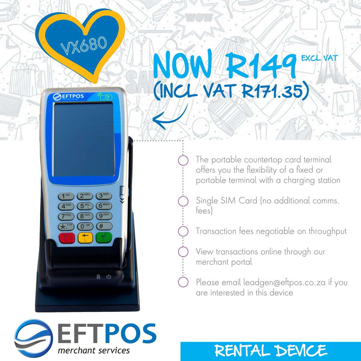 card_connected's tweet photo. ❤️Find the perfect match for your business this Feb!❤️

Mobile Card Machine - Single SIM - offers the flexibility of fixed &amp; portable with a charging station 

- SINGLE SIM card - no extra costs 
- ON THE GO or COUNTERTOP 
- View transactions online 
- Tap &amp; Go enabled 

#EFTPOS https://t.co/nQWGkxZk0d