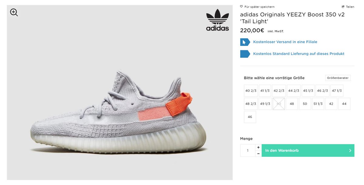 Adidas Yeezy Tail Light gr 44 23 kaufen auf Ricardo