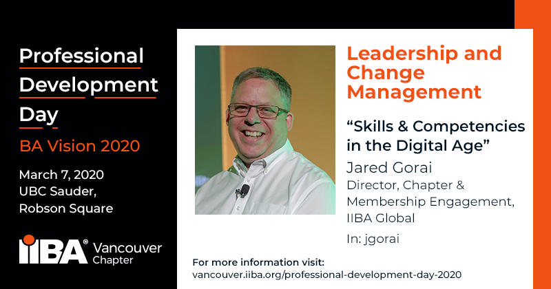 IIBAVan's tweet photo. All the way from IIBA @IIBA Global is Jared Gorai!

Find out more about Jared on his Bio: https://t.co/89uQNMRx4C

Hint...hint...All but yesterday's speaker post are hints for this weeks word game (see post later this week).

#leadership #changemanagement #IIBAPDD20 #IIBAPDD https://t.co/3Fd1qteLx3