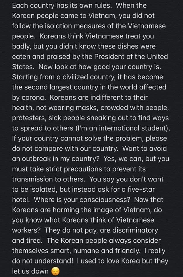 meiii20216924's tweet image. #표준말투와_내말투를_비교해보자
Ê đụ má người Hàn chúng mày ngu thật hay ngu có âm mưu vậy ? Việt Nam chúng tao đối xử với chúng mày quá tốt đó toàn lũ ăn cứt đá bô mời chúng mày cút tao cũng đéo mong chúng mày quay lại