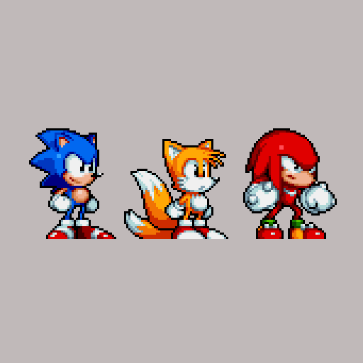 Sprite Animation, Knuckles & Tails Vs Sonic!