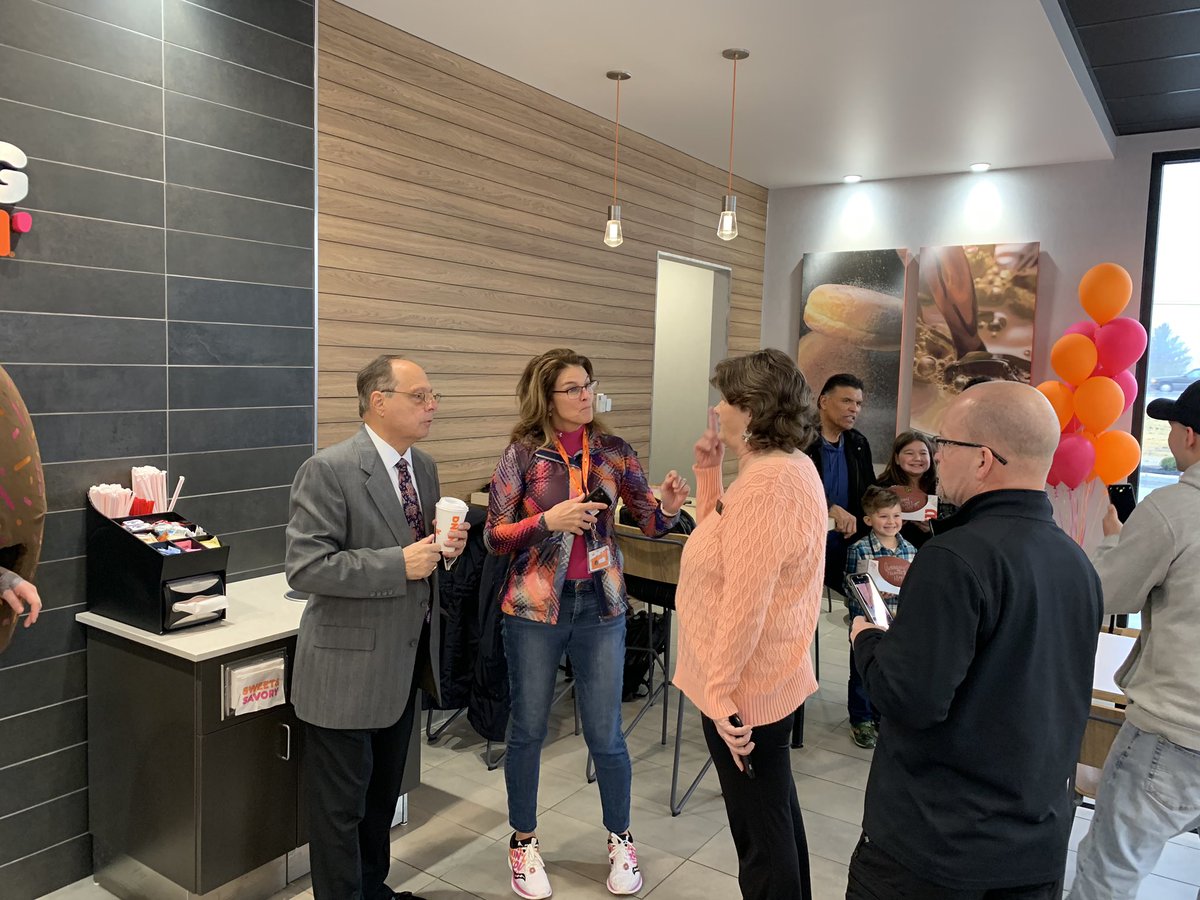 Cold Spring, Ky Ribbon Cutting today for the new <a href="/dunkindonuts/">Dunkin'</a> with Anthony Munoz and his Foundation, SAAP, Sprinkles and “Victor E Viking the #nku Norse mascot!