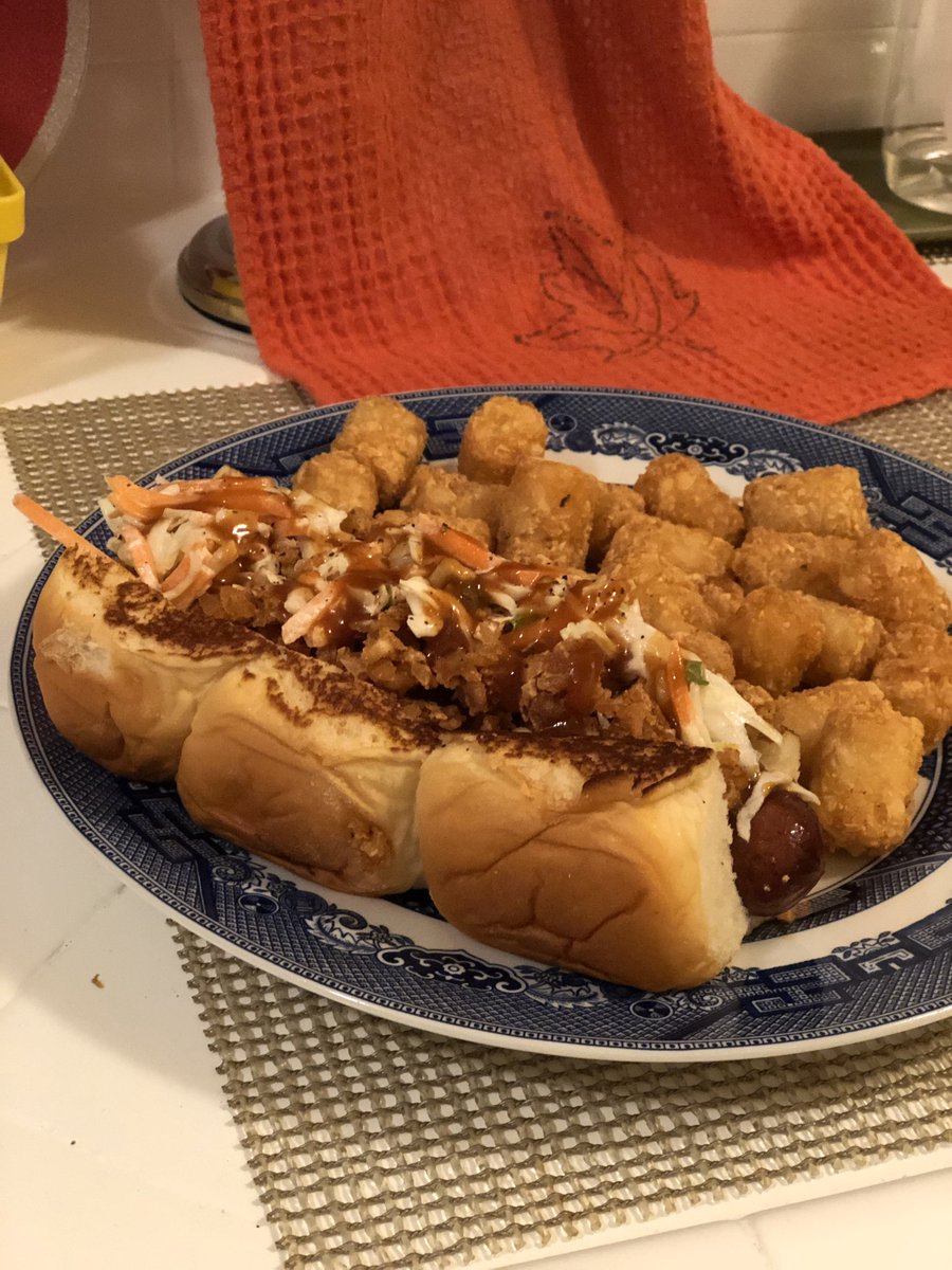 trueboardman's tweet photo. @kevinmornings @BurgerKing @CarlsJr @DogHausDogs @pizzahut The tot dog @DogHausDogs is worth it. #FastFoodReport https://t.co/6exFlhQFCv