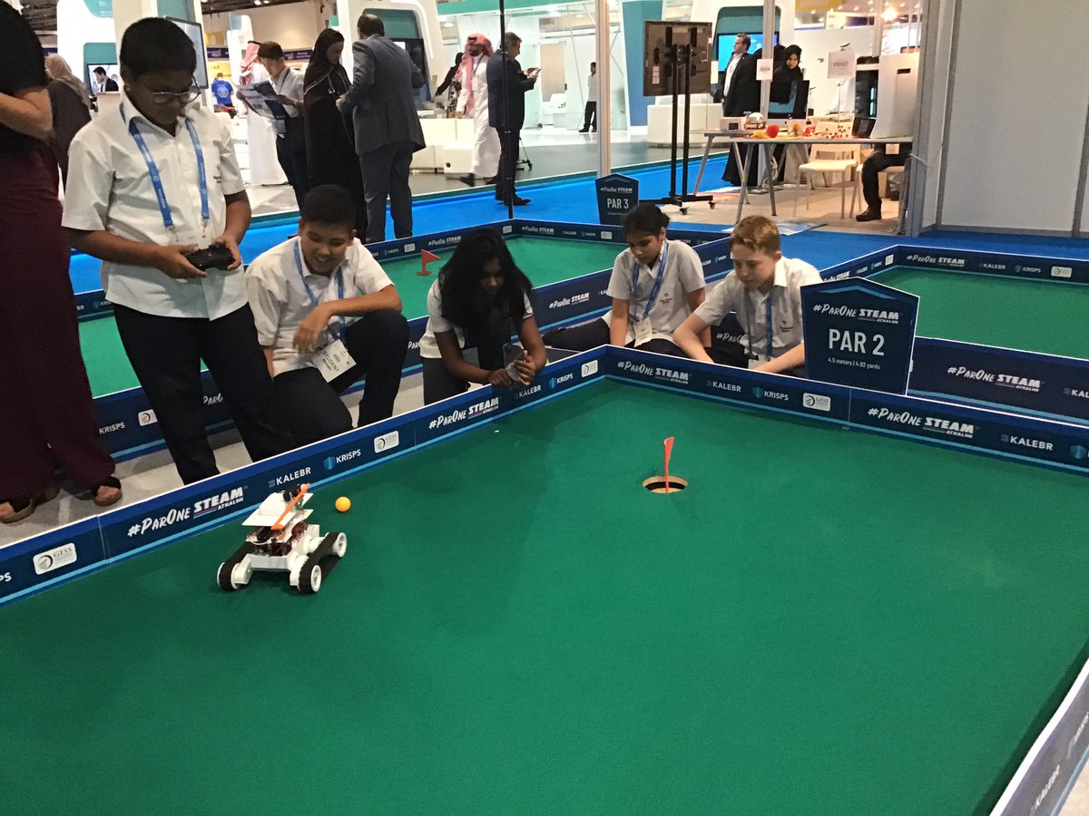 DBS_STEAM's tweet photo. It was super exciting to have our new #Golfbot team @GESSeducation yesterday to trial out the #ParOne course for our next #STEAMathalon with #kalebr Even more exciting as they had a teacher competition! Competitive spirit #BeginsatDBS @DubaiBritishSch https://t.co/ZZLmQVdhMI